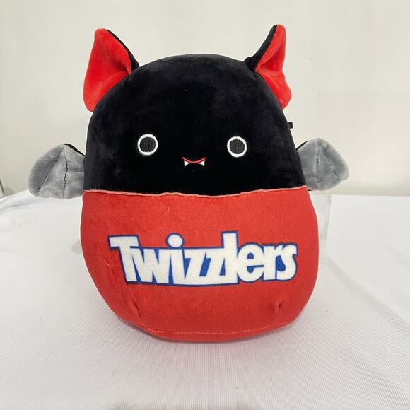 Squishmallow Halloween TWIZZLERS LON Vampire Black Bat 8" inch Plush Red Black - Picture 1 of 10